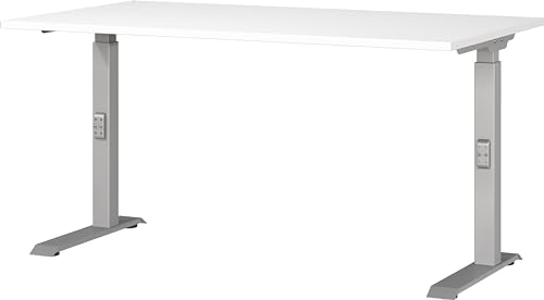 Germania Schreibtisch 7904-639, in Weiß/Silber, me. höheneinst., 140 x 91 x 80 cm (BxHxT) von GERMANIA DIE MÖBELMACHER