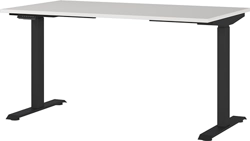 Germania Schreibtisch 7905-581, in Lichtgrau/Schwarz, EL. höhenverstellb., 140 x 120 x 80 cm (BxHxT) von GERMANIA DIE MÖBELMACHER