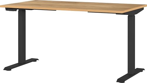 Germania Schreibtisch 7905-593, in Navarra-Eiche-Nb./Schwarz, EL. höhenverstellb., 140 x 120 x 80 cm (BxHxT) von GERMANIA DIE MÖBELMACHER