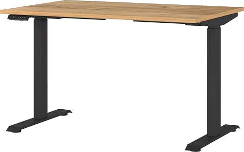 Germania Schreibtisch 7907-593, in Navarra-Eiche-Nb./Schwarz, EL. höhenverstellb., 120 x 120 x 80 cm (BxHxT) von GERMANIA DIE MÖBELMACHER