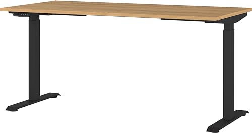 Germania Schreibtisch 7908-582, in Grandson-Eiche-Nb./Schwarz, EL. höhenverstellb., 160 x 120 x 80 cm (BxHxT) von GERMANIA DIE MÖBELMACHER