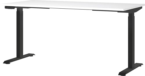 Germania Schreibtisch 7908-614, in Weiß/Schwarz, EL. höhenverstellb., 160 x 120 x 80 cm (BxHxT) von GERMANIA DIE MÖBELMACHER