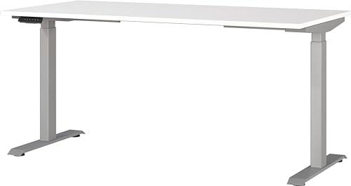 Germania Schreibtisch 7908-639, in Weiß/Silber, EL. höhenverstellb., 160 x 120 x 80 cm (BxHxT) von GERMANIA DIE MÖBELMACHER