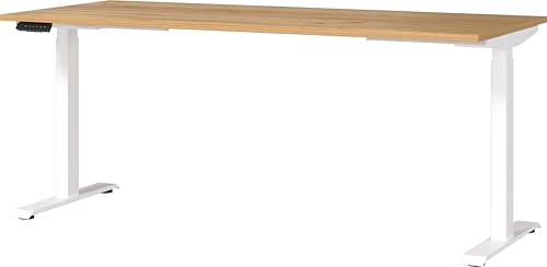 Germania Schreibtisch 7909-242, in Navarra-Eiche-Nb./Weiß, EL. höhenverstellb., 180 x 120 x 80 cm (BxHxT) von GERMANIA DIE MÖBELMACHER
