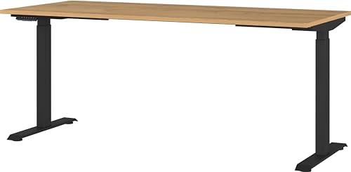 Germania Schreibtisch 7909-582, in Grandson-Eiche-Nb./Schwarz, EL. höhenverstellb., 180 x 120 x 80 cm (BxHxT) von GERMANIA DIE MÖBELMACHER