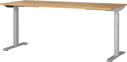 Germania Schreibtisch 7909-641, in Navarra-Eiche-Nb./Silber, EL. höhenverstellb., 180 x 120 x 80 cm (BxHxT) von GERMANIA DIE MÖBELMACHER