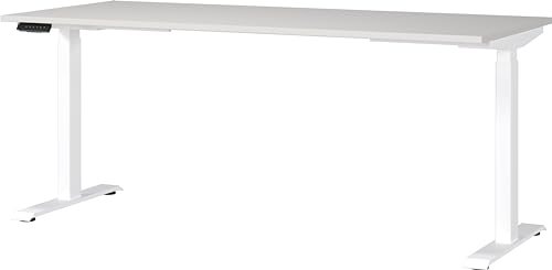 Germania Schreibtisch 7909-642, in Lichtgrau/Weiß, EL. höhenverstellb., 180 x 120 x 80 cm (BxHxT) von GERMANIA DIE MÖBELMACHER