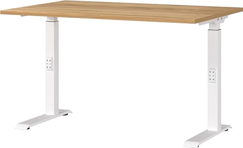 Germania Schreibtisch 7910-242, in Navarra-Eiche-Nb./Weiß, me. höheneinst., 120 x 91 x 80 cm (BxHxT) von GERMANIA DIE MÖBELMACHER