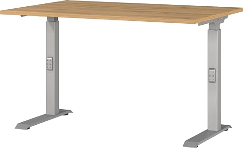 Germania Schreibtisch 7910-638, in Grandson-Eiche-Nb./Silber, me. höheneinst., 120 x 91 x 80 cm (BxHxT) von GERMANIA DIE MÖBELMACHER