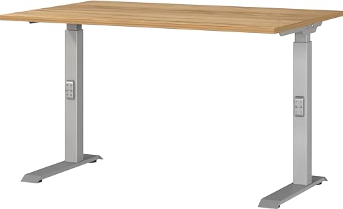 Germania Schreibtisch 7910-641, in Navarra-Eiche-Nb./Silber, me. höheneinst., 120 x 91 x 80 cm (BxHxT) von GERMANIA DIE MÖBELMACHER