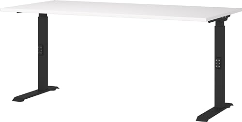 Germania Schreibtisch 7911-614, in Weiß/Schwarz, me. höheneinst., 160 x 91 x 80 cm (BxHxT) von GERMANIA DIE MÖBELMACHER