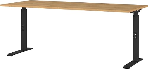 Germania Schreibtisch 7912-582, in Grandson-Eiche-Nb./Schwarz, me. höheneinst., 180 x 91 x 80 cm (BxHxT) von GERMANIA DIE MÖBELMACHER