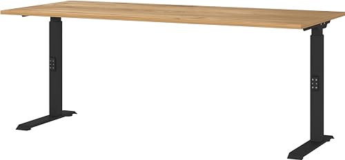 Germania Schreibtisch 7912-593, in Navarra-Eiche-Nb./Schwarz, me. höheneinst., 180 x 91 x 80 cm (BxHxT) von GERMANIA DIE MÖBELMACHER