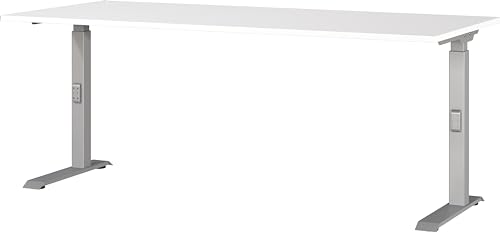 Germania Schreibtisch 7912-639, in Weiß/Silber, me. höheneinst., 180 x 91 x 80 cm (BxHxT) von GERMANIA DIE MÖBELMACHER