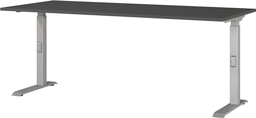 Germania Schreibtisch 7912-640, in Graphit/Silber, me. höheneinst., 180 x 91 x 80 cm (BxHxT) von GERMANIA DIE MÖBELMACHER