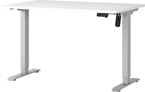 Germania Schreibtisch 8022-639, in Weiß/Silber, elektr. höhenverstellbar, 120 x 119 x 80 cm (BxHxT) von GERMANIA DIE MÖBELMACHER