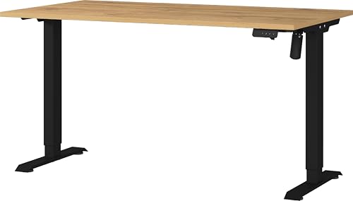 Germania Schreibtisch 8023-582, in Grandson-Eiche-Nb./Schwarz, elektr. höhenverstellbar, 140 x 119 x 80 cm (BxHxT) von GERMANIA DIE MÖBELMACHER