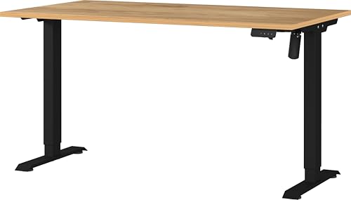 Germania Schreibtisch 8023-593, in Navarra-Eiche-Nb./Schwarz, elektr. höhenverstellbar, 140 x 119 x 80 cm (BxHxT) von GERMANIA DIE MÖBELMACHER