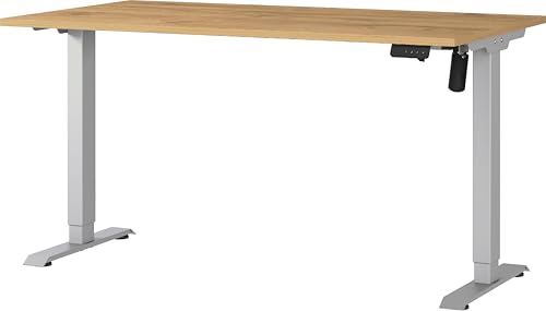 Germania Schreibtisch 8023-638, in Grandson-Eiche-Nb./Silber, elektr. höhenverstellbar, 140 x 119 x 80 cm (BxHxT) von GERMANIA DIE MÖBELMACHER