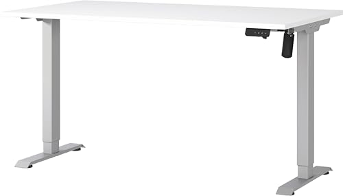 Germania Schreibtisch 8023-639, in Weiß/Silber, elektr. höhenverstellbar, 140 x 119 x 80 cm (BxHxT) von GERMANIA DIE MÖBELMACHER