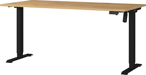 Germania Schreibtisch 8024-582, in Grandson-Eiche-Nb./Schwarz, elektr. höhenverstellbar, 160 x 119 x 80 cm (BxHxT) von GERMANIA DIE MÖBELMACHER