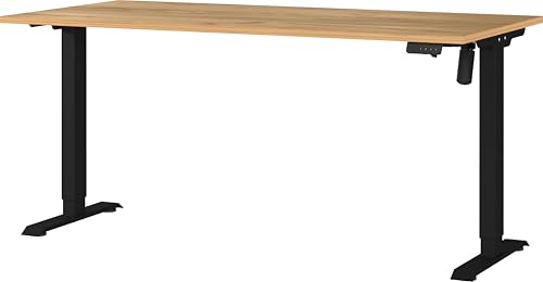 Germania Schreibtisch 8024-593, in Navarra-Eiche-Nb./Schwarz, elektr. höhenverstellbar, 160 x 119 x 80 cm (BxHxT) von GERMANIA DIE MÖBELMACHER