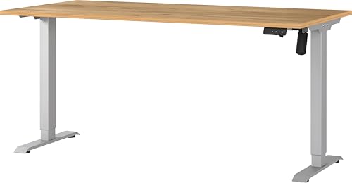 Germania Schreibtisch 8024-641, in Navarra-Eiche-Nb./Silber, elektr. höhenverstellbar, 160 x 119 x 80 cm (BxHxT) von GERMANIA DIE MÖBELMACHER