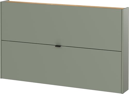 Germania Schuhschrank 1392-629 GW-Ameca, in Taupegrün/Navarra-Eiche-Nb., mit geringer Tiefe, 140 x 83 x 18 cm (BxHxT) von GERMANIA DIE MÖBELMACHER