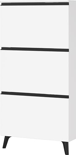 Germania Schuhschrank 3600-84, in Weiß, mit DREI Klappen, Platz für bis zu 9 Paar Schuhe, 67 x 139 x 19 cm (BxHxT) von GERMANIA DIE MÖBELMACHER