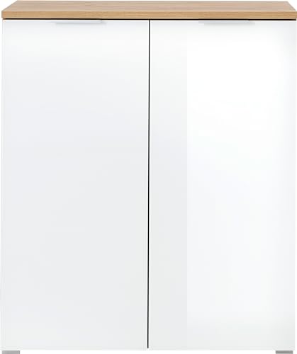 Germania Schuhschrank 3937-242 GW-TELDE, in Navarra-Eiche-Nb./Weiß, Fronten aus Glas, 89 x 105 x 40 cm (BxHxT) von GERMANIA DIE MÖBELMACHER