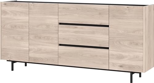 Germania Sideboard 1136-627 GW-Cantoria, in Eiche/Schwarz, DREI Türen und DREI Schubladen, 190 x 88 x 40 cm (BxHxT) von GERMANIA DIE MÖBELMACHER