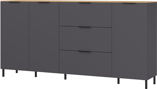 Germania Sideboard 1476-549 GW-California, in Graphit/Navarra-Eiche-Nb., mit DREI Türen, 192 x 98 x 40 cm (BxHxT) von GERMANIA DIE MÖBELMACHER