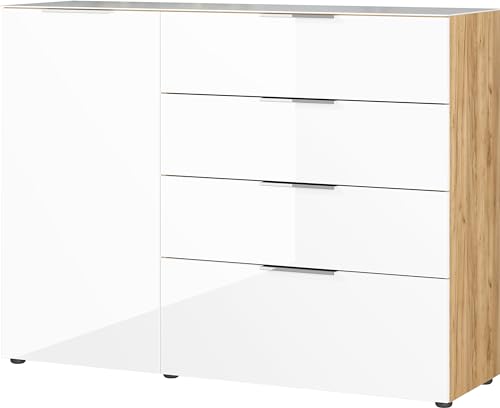 Germania Sideboard 3697-242 GW-Oakland, in Navarra-Eiche-Nb./Weiß, mit Glasauflage, 134 x 102 x 42 cm (BxHxT) von GERMANIA DIE MÖBELMACHER