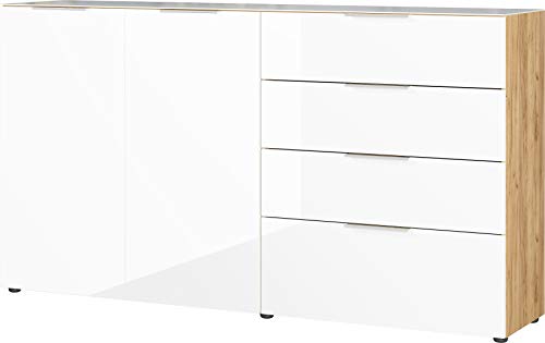 Germania Sideboard 3698-242 GW-Oakland, in Navarra-Eiche-Nb./Weiß, mit Glasauflage, 184 x 102 x 42 cm (BxHxT) von GERMANIA DIE MÖBELMACHER
