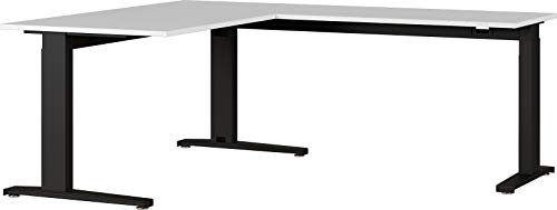 Höheneinstellbarer Winkelschreibtisch Arlington, Für Ergonomisches Arbeiten, Ideal Für Home Office, In Lichtgrau/Schwarz, 160 X 88 X 193 Cm (Bxhxt) von GERMANIA DIE MÖBELMACHER