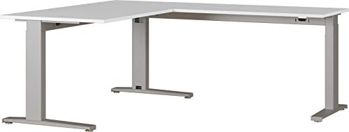 Höheneinstellbarer Winkelschreibtisch Arlington, Für Ergonomisches Arbeiten, Ideal Für Home Office, In Lichtgrau/Silber, 160 X 88 X 193 Cm (Bxhxt) von GERMANIA DIE MÖBELMACHER