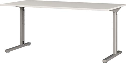 Mechanisch höheneinstellbarer Schreibtisch Palermo, für ergonomisches Arbeiten, ideal für Home Office, in Lichtgrau/Silber, 180 x 80 x 80 cm (BxHxT) von GERMANIA DIE MÖBELMACHER