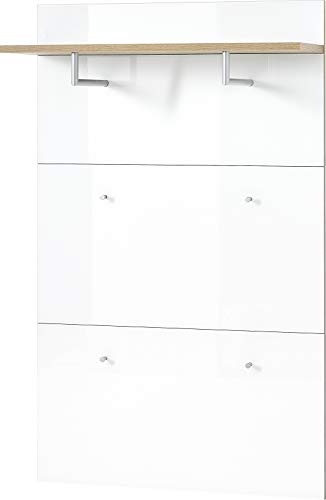 Rechteckig Garderoben paneel Paterna, in Navarra-Eiche-Nachbildung/Weiß, Front mit Glasauflage, 89 x 144 x 30 cm (BxHxT) von GERMANIA DIE MÖBELMACHER
