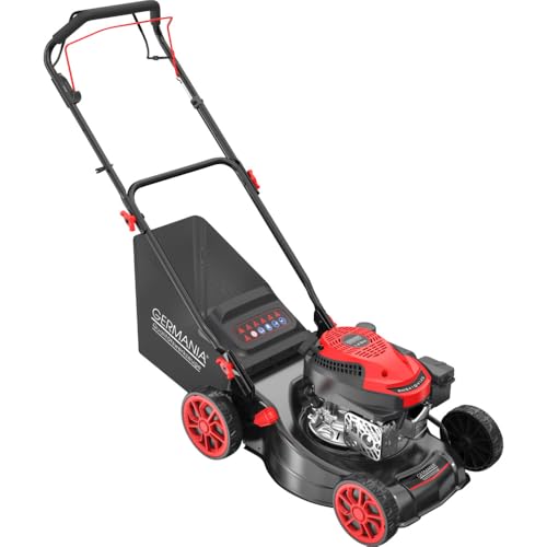 Germania Benzin-Rasenmäher BRM42 mit Antrieb - 42 cm Schnittbreite - Schnitthöhenverstellung 25-75 mm - 45L Fangkorb von GERMANIA Qualitätswerkzeuge