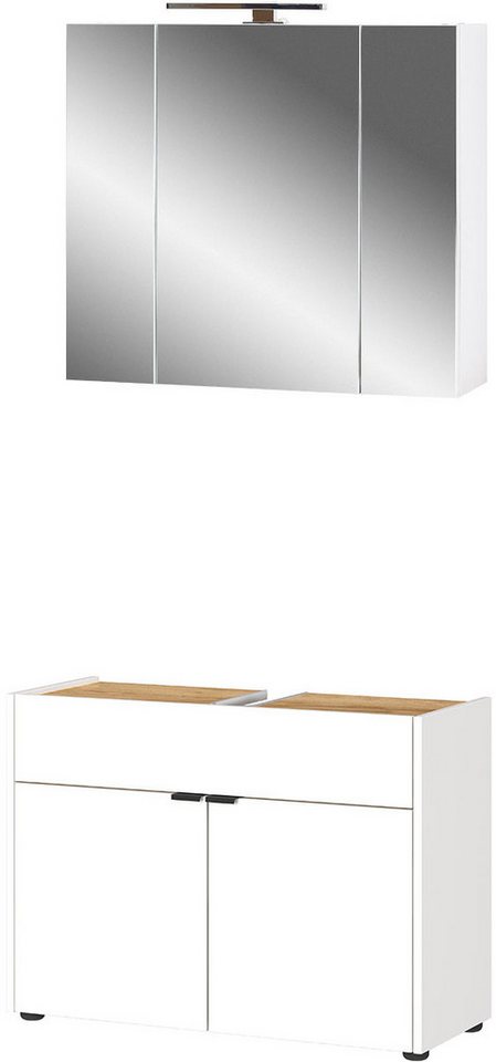 GERMANIA Badmöbel-Set Ameca, (2-St), Badezimmer-Set bestehend aus Waschbeckenunterschrank & Spiegelschrank von GERMANIA