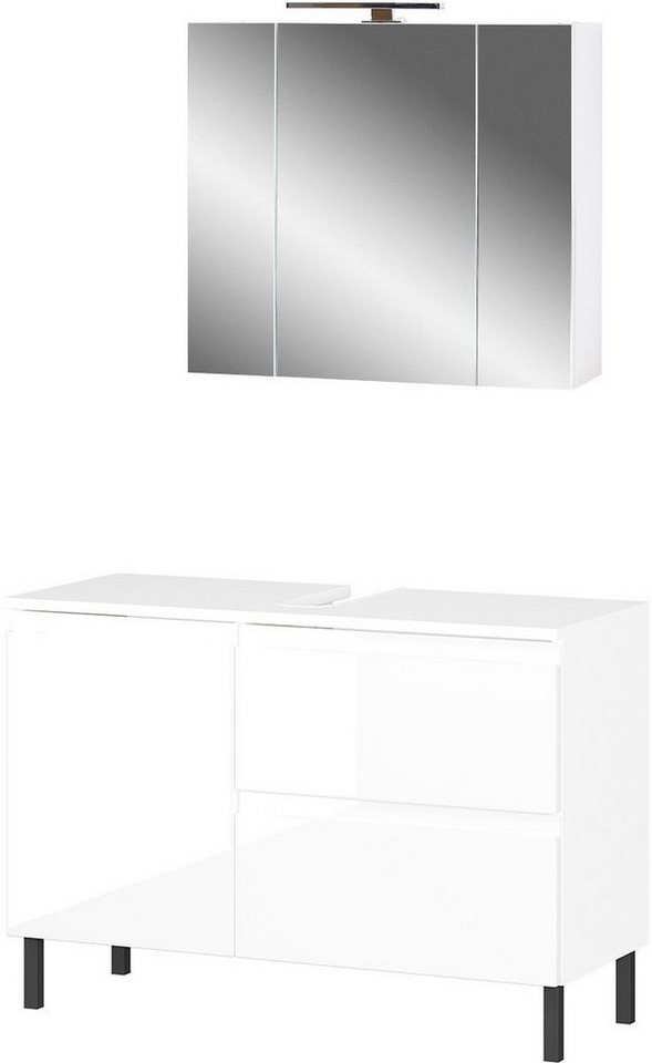 GERMANIA Badmöbel-Set Scantic, (2-St), bestehend aus Waschbeckenunterschrank und Spiegel von GERMANIA