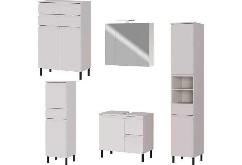 GERMANIA Badmöbel-Set Scantic, (5-St), mehrteiliges Set mit kleinem Waschbeckenunterschrank von GERMANIA