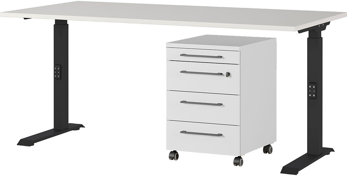 GERMANIA Büromöbel-Set Agenda, (2-tlg., 2-tlg), Set bestehend aus höhenverstellbarem Schreibtisch und Rollcontainer von GERMANIA