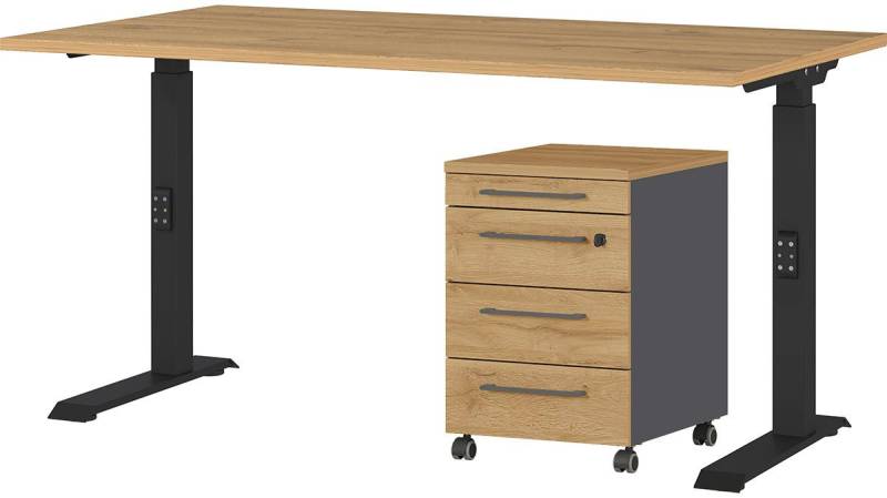 GERMANIA Büromöbel-Set Agenda, (2-tlg., 2-tlg), Set bestehend aus höhenverstellbarem Schreibtisch und Rollcontainer von GERMANIA