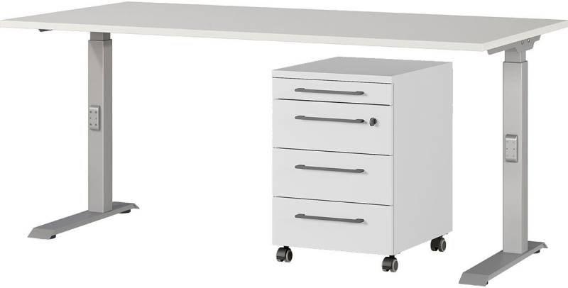 GERMANIA Büromöbel-Set Agenda, (2-tlg., 2-tlg), Set bestehend aus höhenverstellbarem Schreibtisch und Rollcontainer von GERMANIA