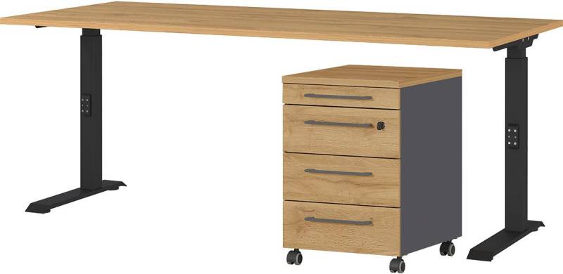 GERMANIA Büromöbel-Set Agenda, (2-tlg., 2-tlg), Set bestehend aus höhenverstellbarem Schreibtisch und Rollcontainer von GERMANIA