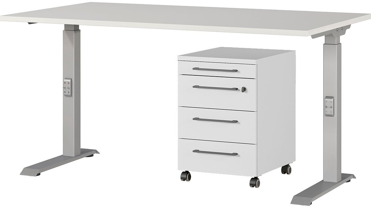 GERMANIA Büromöbel-Set Agenda, (2-tlg., 2-tlg), Set bestehend aus höhenverstellbarem Schreibtisch und Rollcontainer von GERMANIA