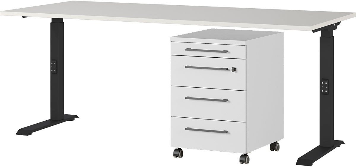 GERMANIA Büromöbel-Set Agenda, (2-tlg., 2-tlg), Set bestehend aus höhenverstellbarem Schreibtisch und Rollcontainer von GERMANIA