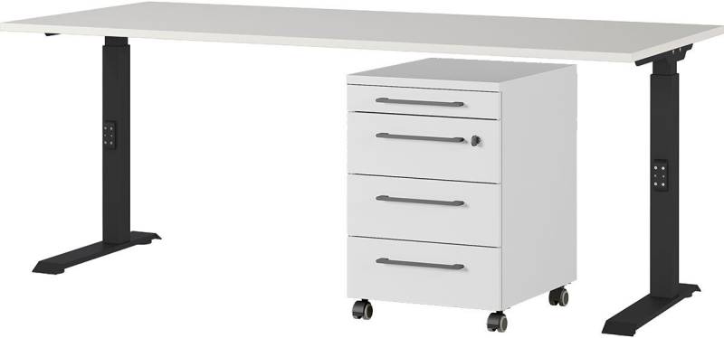 GERMANIA Büromöbel-Set Agenda, (2-tlg., 2-tlg), Set bestehend aus höhenverstellbarem Schreibtisch und Rollcontainer von GERMANIA