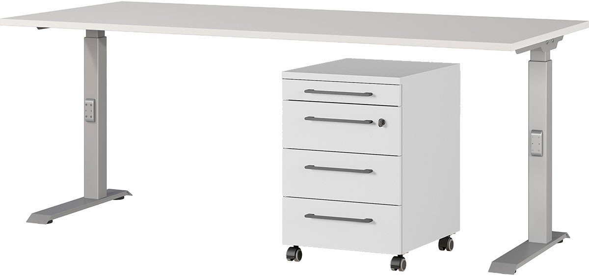 GERMANIA Büromöbel-Set Agenda, (2-tlg., 2-tlg), Set bestehend aus höhenverstellbarem Schreibtisch und Rollcontainer von GERMANIA